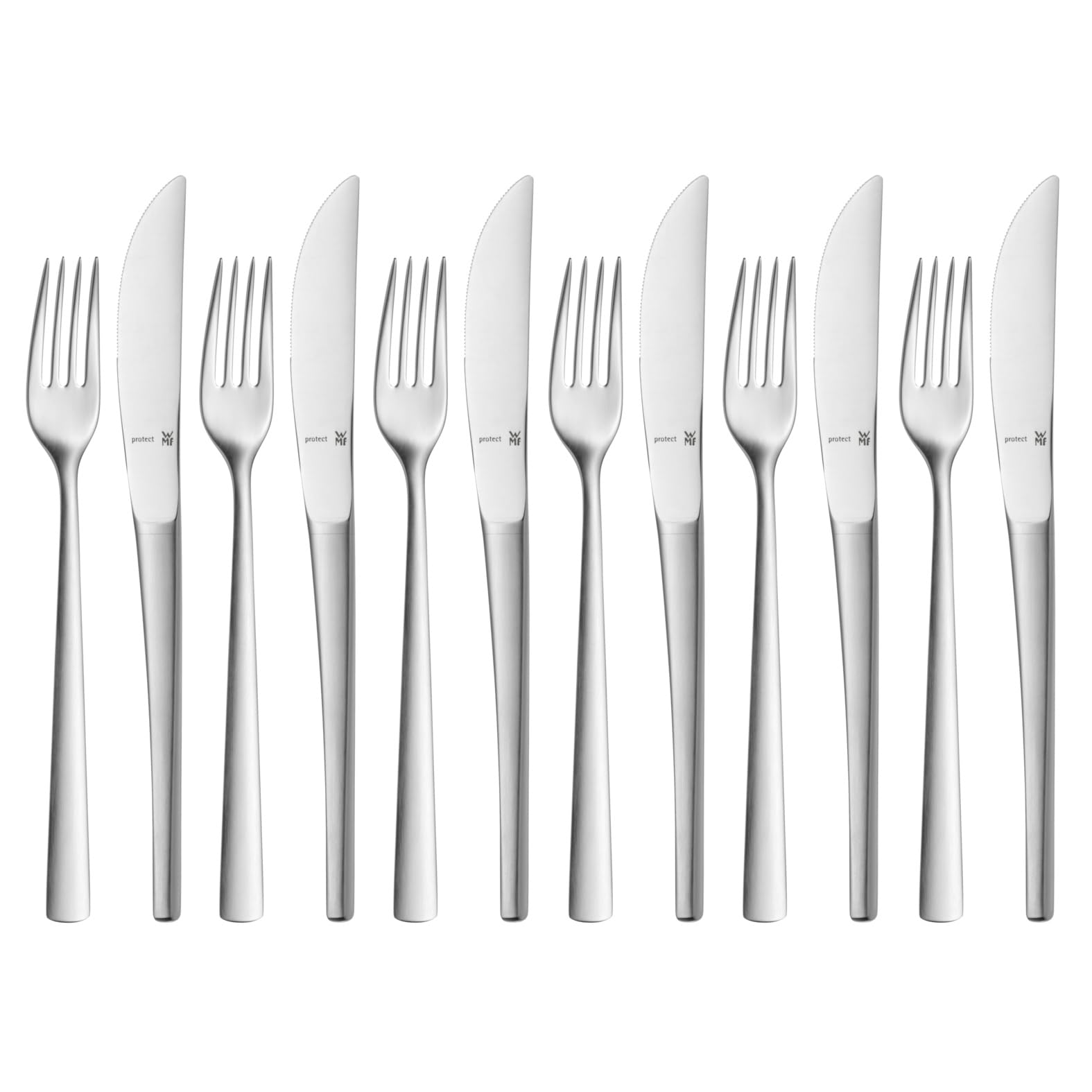 WMF Corvo Dessertbesteck 12teilig, Vorspeisebesteck für 6 Personen, Frühstücksbesteck,Cromargan protect mattiert, kratzbeständig, spülmaschinenfest