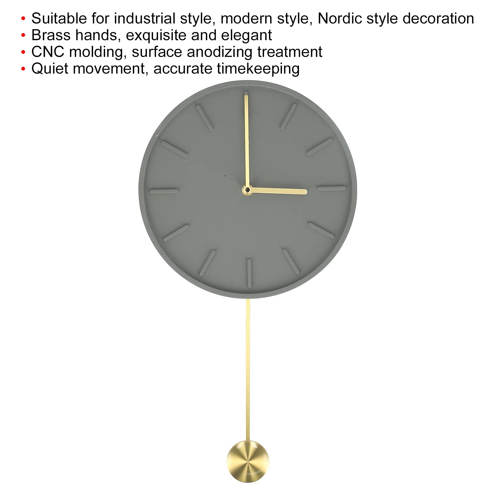 Reloj de Pared de Diseño Moderno con Péndulo Grande para el Hogar, Cafetería, Bar, Cemento, 27,5 Cm