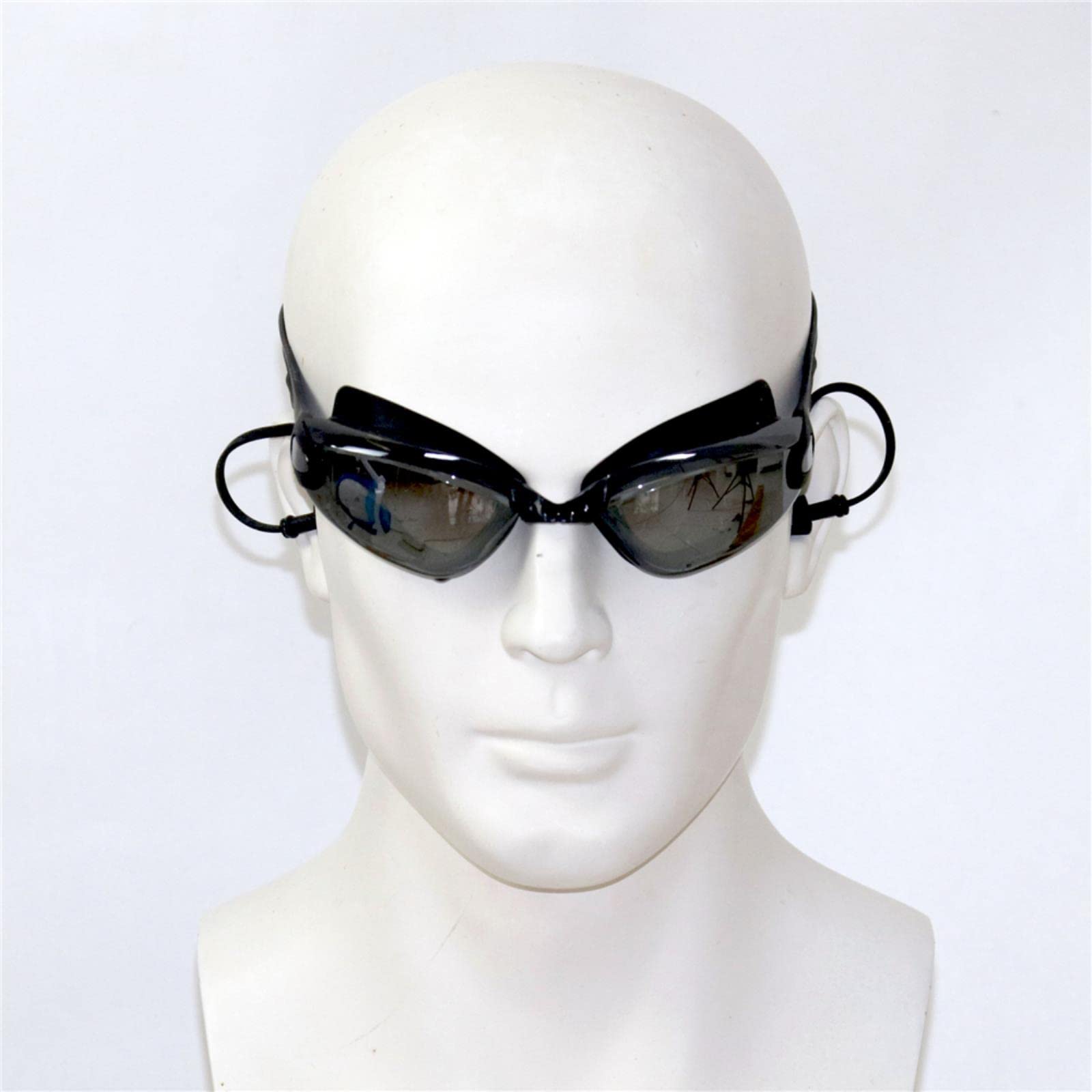 Occhialini da nuoto, Occhiali da nuoto placcati neri con tappi for le orecchie, professionali, in silicone for adulti, antiappannamento, for uomo e donna(Black 01)