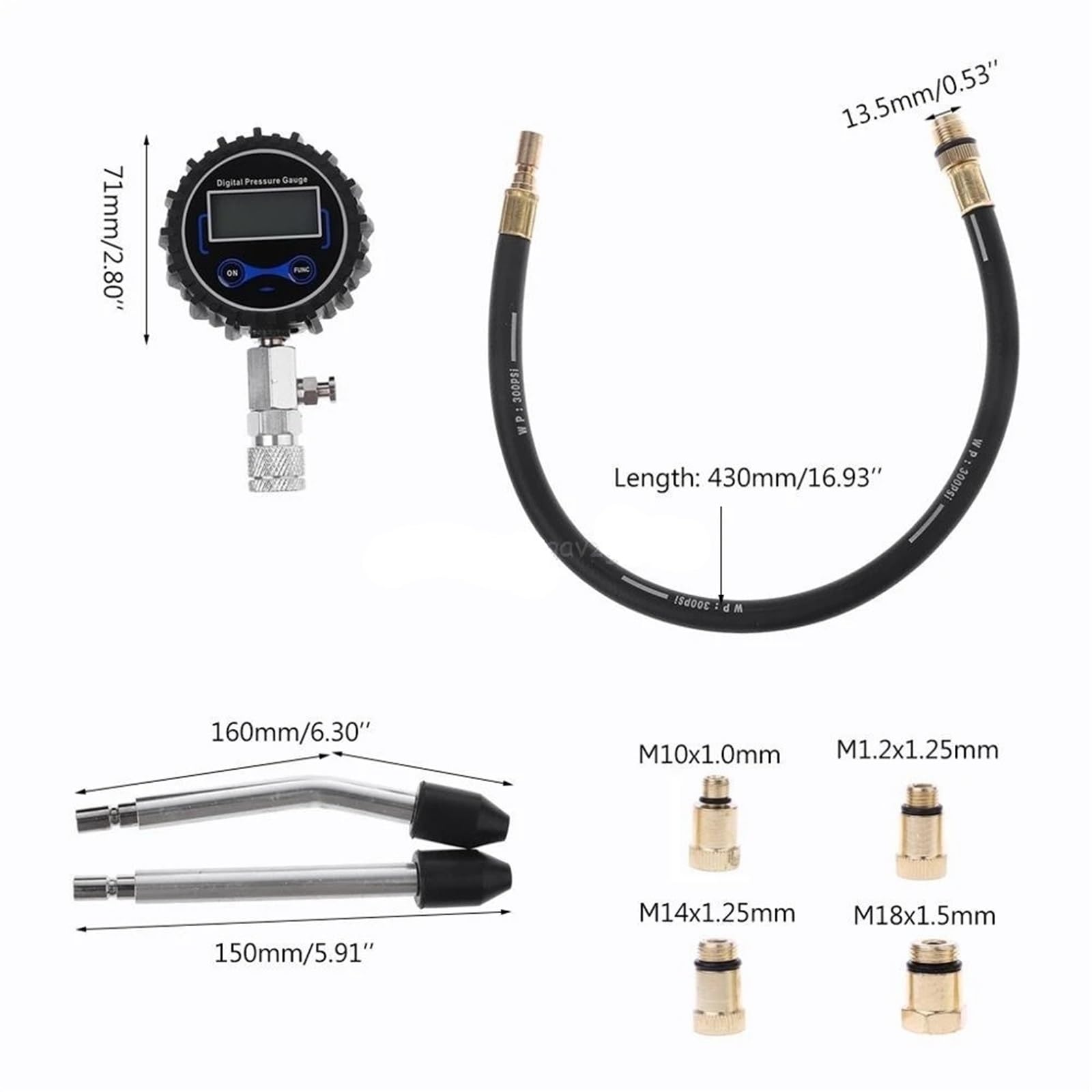 Kit de comprobador de presión de compresión Digital, medidor de presión para Cilindros de Motor de Gasolina y Gas, medidor de presión para Motocicleta My17 19