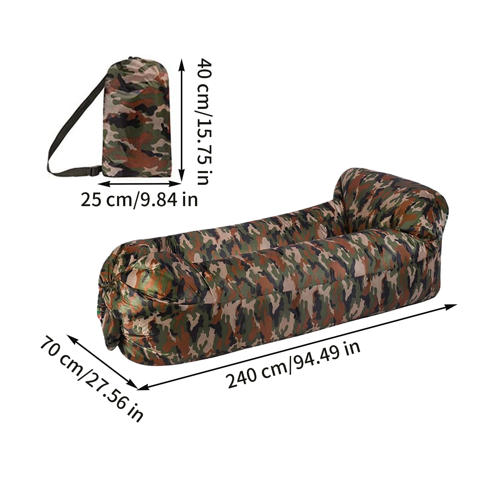 Sofa Gonflable - Sofa D'air Imperméable À L'eau Avec Le Paquet Portatif - Lit D'air De Hamac Gonflable De Fainéant Paresseux Pour Cour, Lac, Plage, Camping, Pique-niques Et Les Festivals De Musique