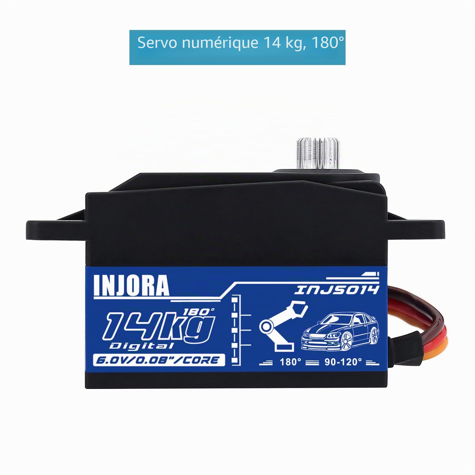 INJORA RC Servo Numérique 14kg Profile Bas Couple Elevé Servomoteur pour 1/10 1/12 RC Véhicules on-Road Tournée Dérive Auto Hélicoptère À Voilure Fixe Avion (Contrôler Angle 90°-180°)