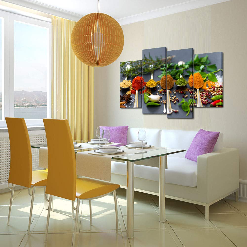 MHLCMG Moderne Affiche Cuisine Diverses épices Toile Tableau Art Peintures Decoration Murale Pour Cuisine Tableau Decoration, Sans Cadre (40X60CM
