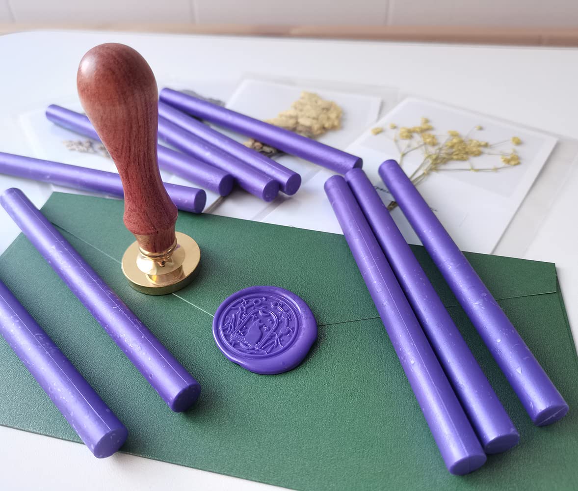 10 varillas de cera de sellado púrpura para sello de cera, barras de sellado AMTOL para pistola de pegamento, ideal para invitaciones de boda,sobres de tarjetas, envoltura de regalo.