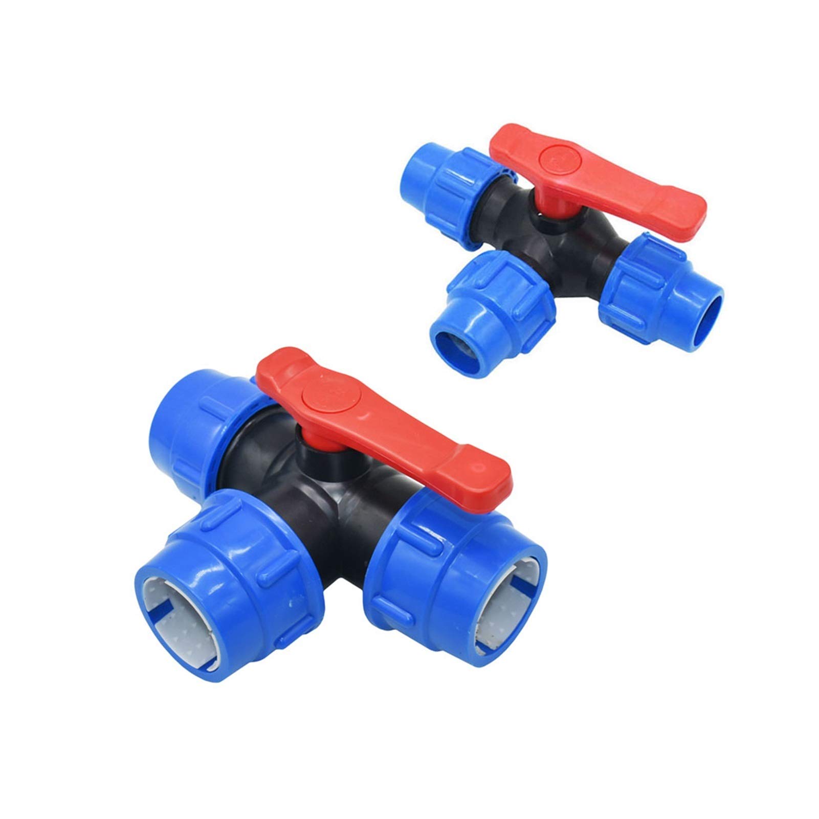 Connettore Adattamento 1/2 "3/4" 1 "1,25" 1,5 "2" Valvola a Sfera in plastica a Tre Vie a Tre Vie Tipo T PE. Connettore rapido for Tubo di connessione Rapida 20/25/32/40/50 / 63mm (Color : 63MM)
