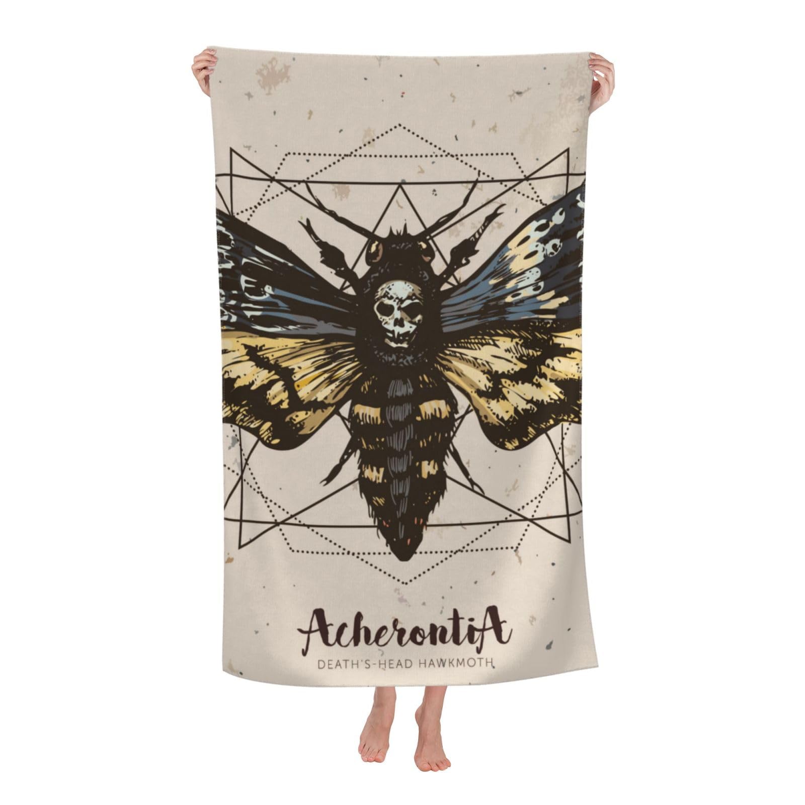 LSRCPD Beach Towel Psychedelic Death's Head Hawk Moth Microfiber Beach Towels Blanket Oversized Tropical Big Extra Large XL Pool Towels Quick Dry Sandproof for Women Girls Kids
