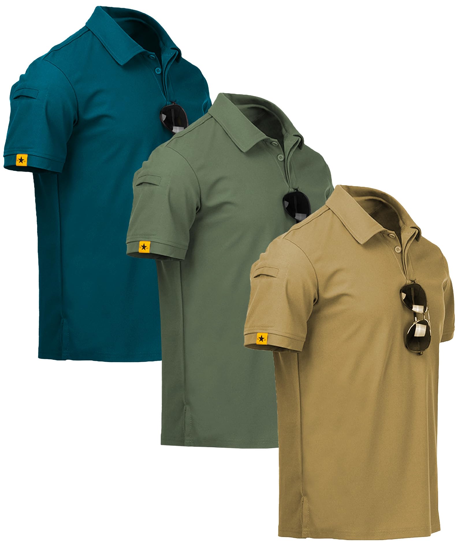 ZITY 3 Pack Mens Polo Shirt Short Sleeve Golf Shirts Casual Tactical Sport Mens T-Shirts Dry Fit Moisture Wicking M-3XL