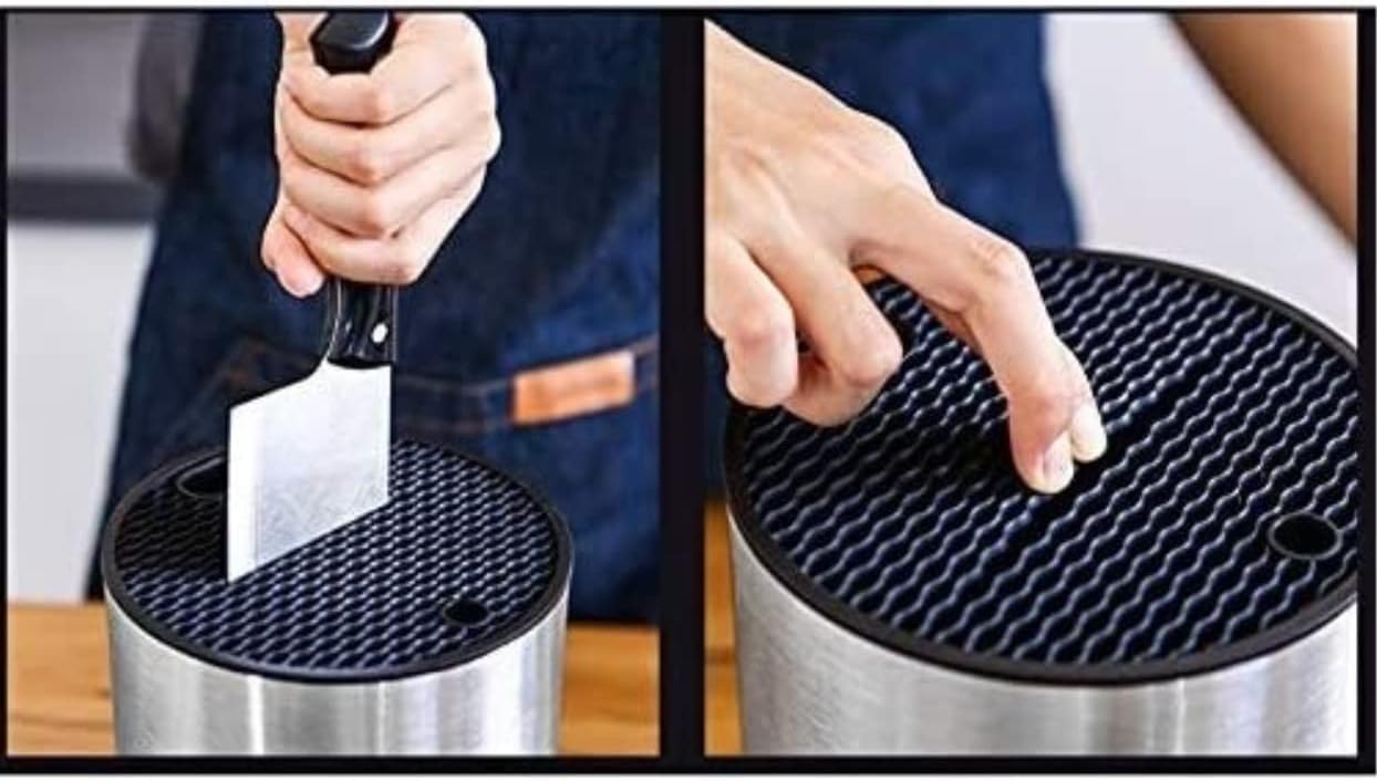 Knife Block Storage Stand Kitchen,Only Selling Cutter Holder,Stainless Steel Creative Knives Rack Inserted Scissors Organizer