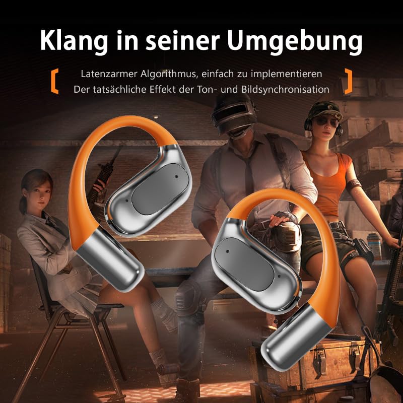 Słuchawki Bluetooth, Bluetooth 5.4, sportowe słuchawki tłumaczeniowe, wodoszczelność IPX5, cyfrowy wyświetlacz LED, typ otwarty, odpowiednie do uprawiania sportu, fitnessu, biegania (czarne)