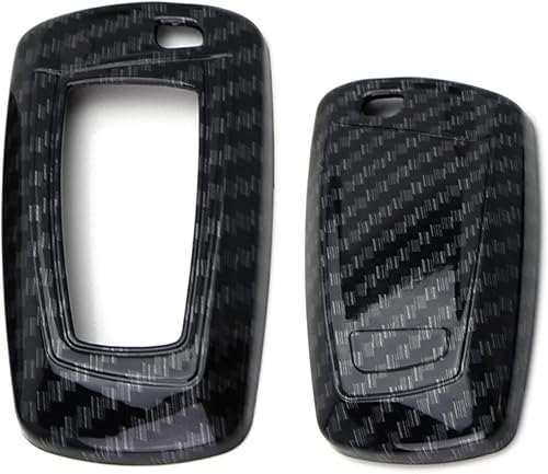 Miniatura 3 de iJDMTOY Carcasa para llavero con acabado de fibra de carbono negro brillante de ajuste exacto compatible con BMW 1, 2, 3, 4, 5, 6, 7, Series X3, 2