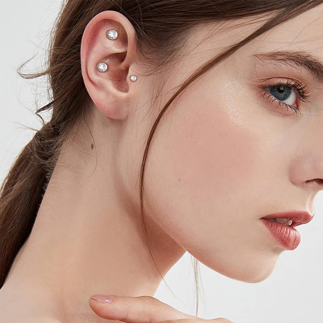 3 pary magnetycznych kolczyków ze stali nierdzewnej dla mężczyzn i kobiet unisex bez przekłuwania fałszywych magnesów zestaw kolczyków, 5/6/7 mm, srebrny, M, Stal nierdzewna