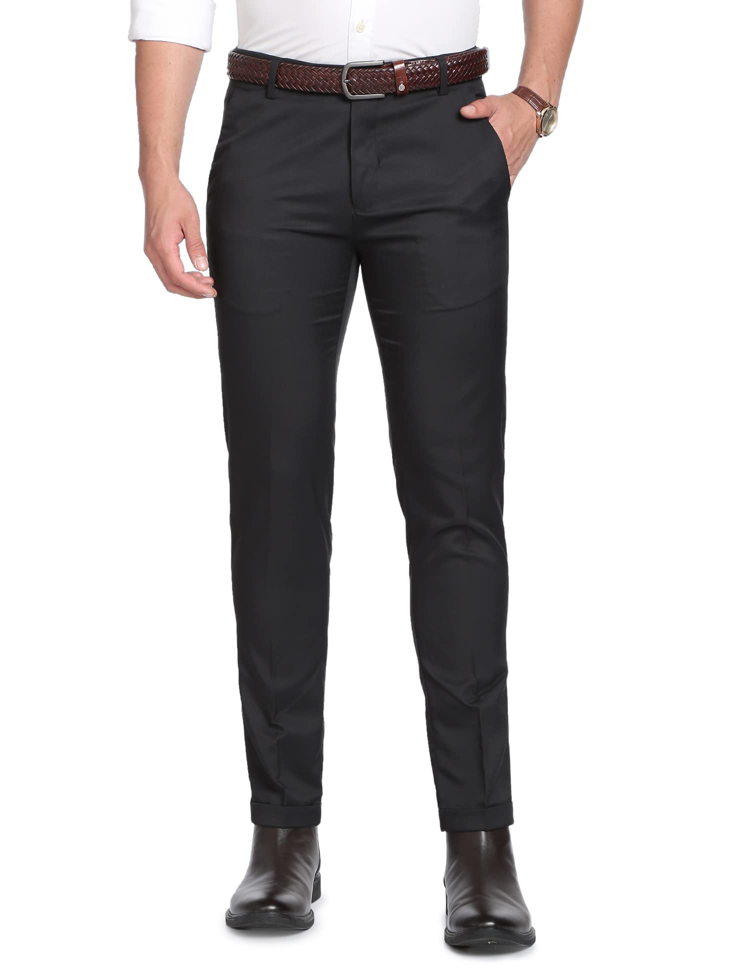 arvind AD Men Regular Fit Formal Trousers-picture-50