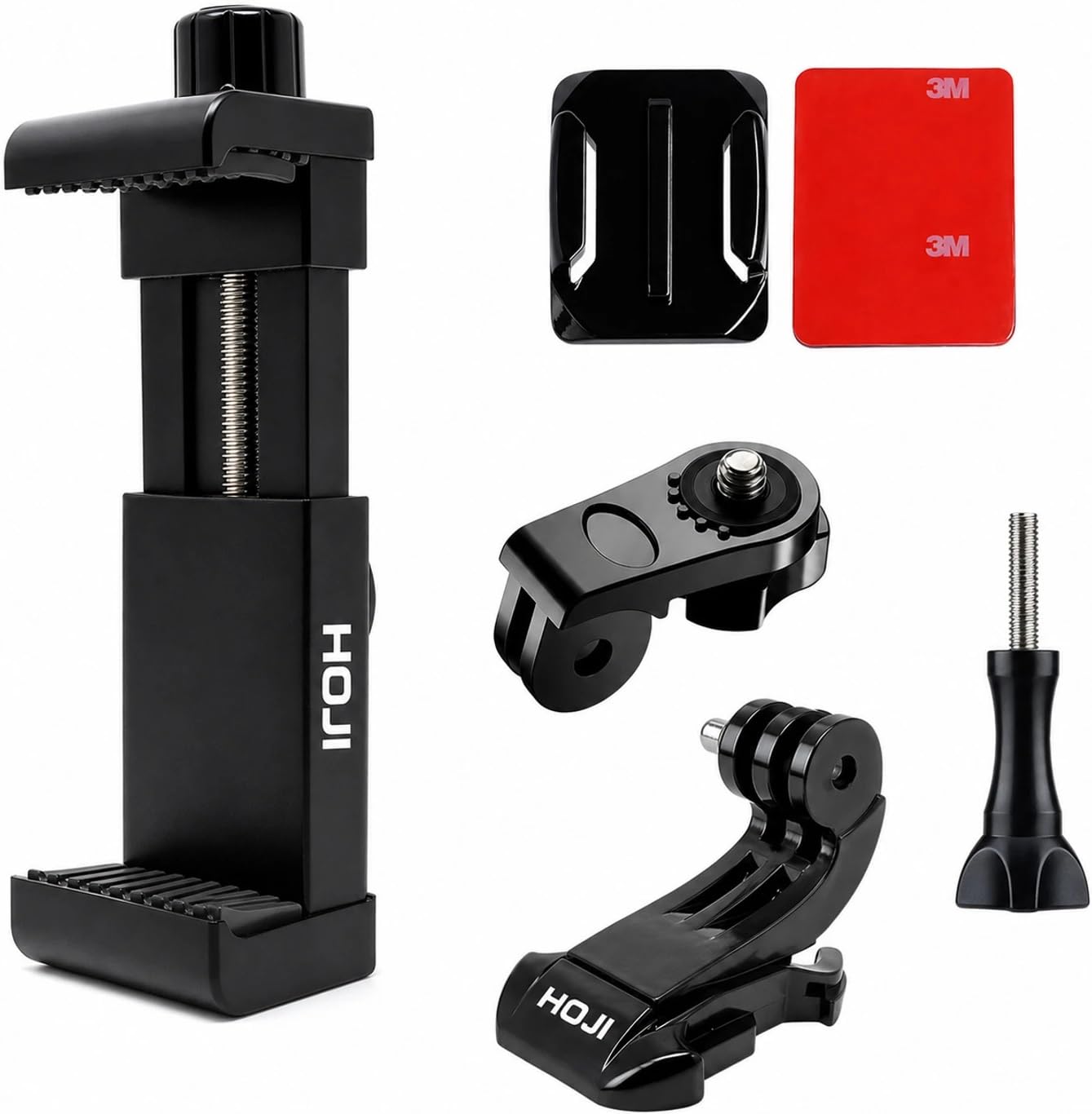 HOJI Phone Bike Mount Adapter Kit – Universal Cell Phone Holder Clip with Go- Pro j-Hook, Flat & Adhesive Mounts, Thumbscrew-image-16