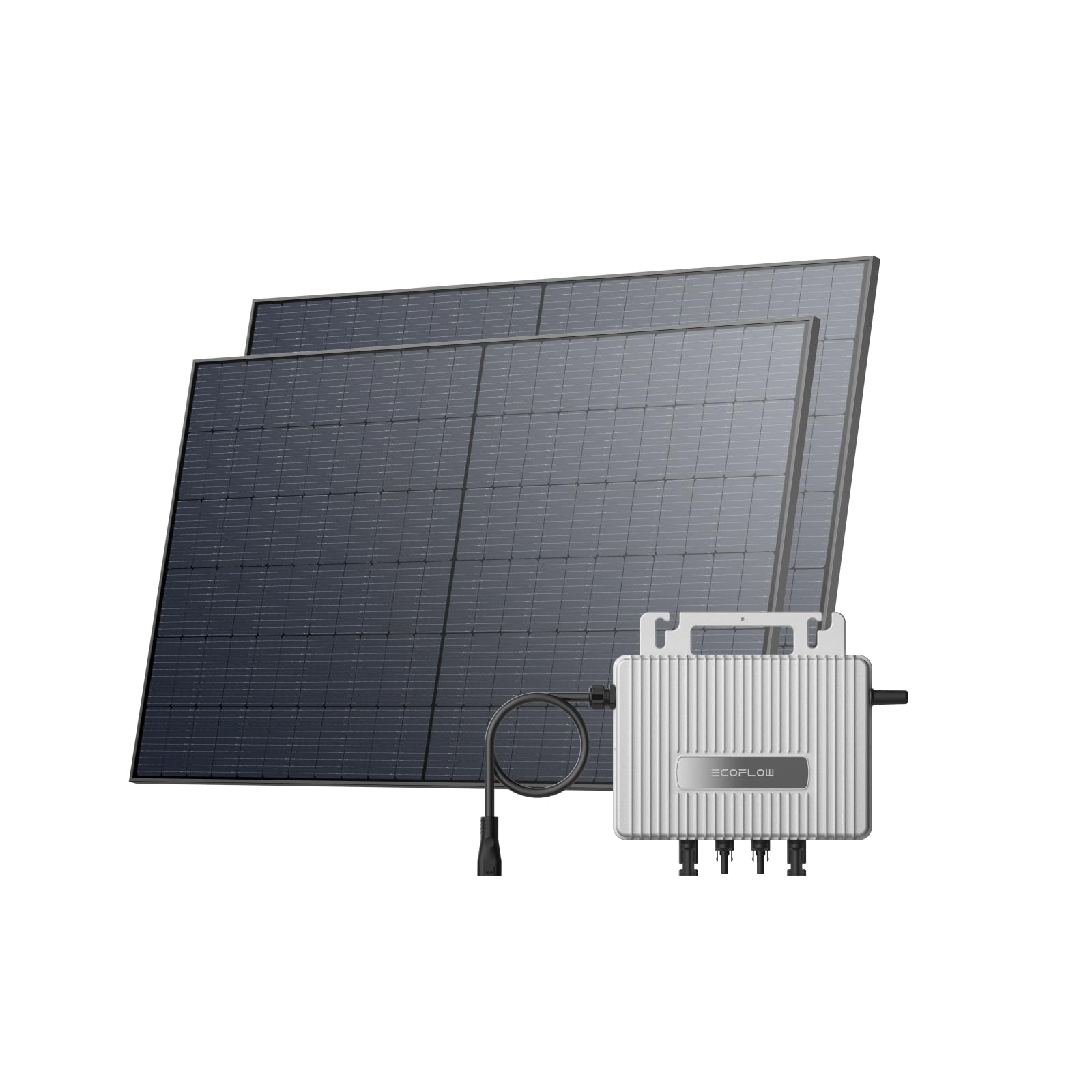 Kit solaire EcoFlow STREAM, Micro-onduleur 800 W solaire intelligent relié au réseau, panneaux solaires PV de 500 W*2, contrôle via Wi-Fi et APP, idéal pour balcons, jardins, toits et murs
