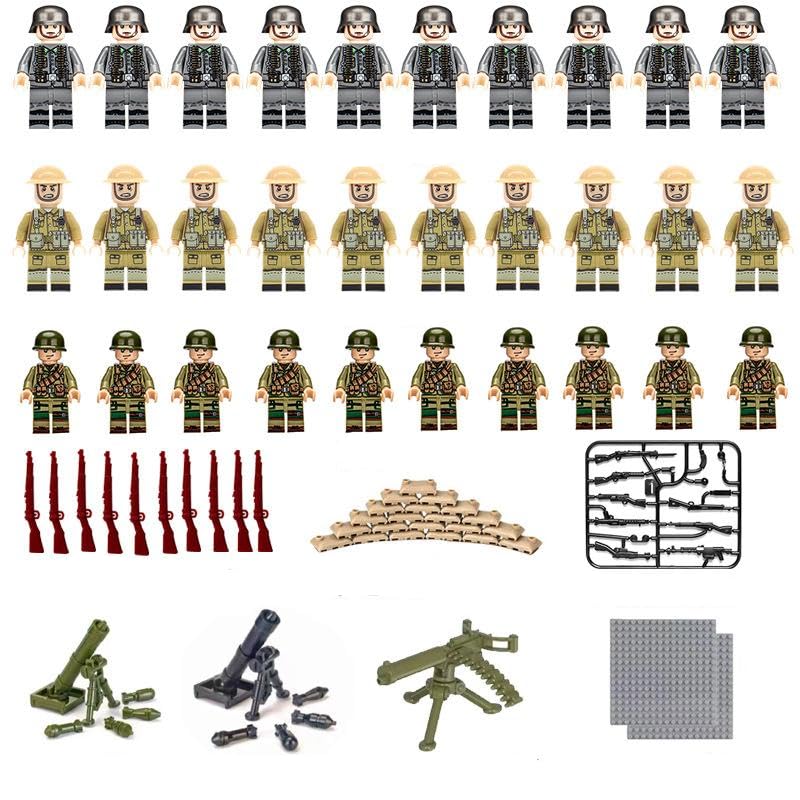 Mini Military Soldier Models Set - WW II Action Figures Set, WW II Figures Playset, Army Men Figurines with Accessories, Detailed Military Soldiers Playset Collection for Tactical Adventure Play