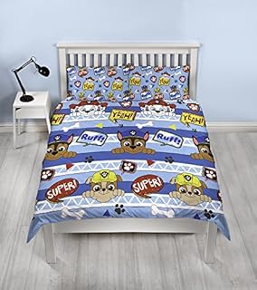 Paw Patrol Peek Boys Double Duvet Cover | Reversible Two Sided Design | Kids Bedding Set Includes Matching Pillow Cases