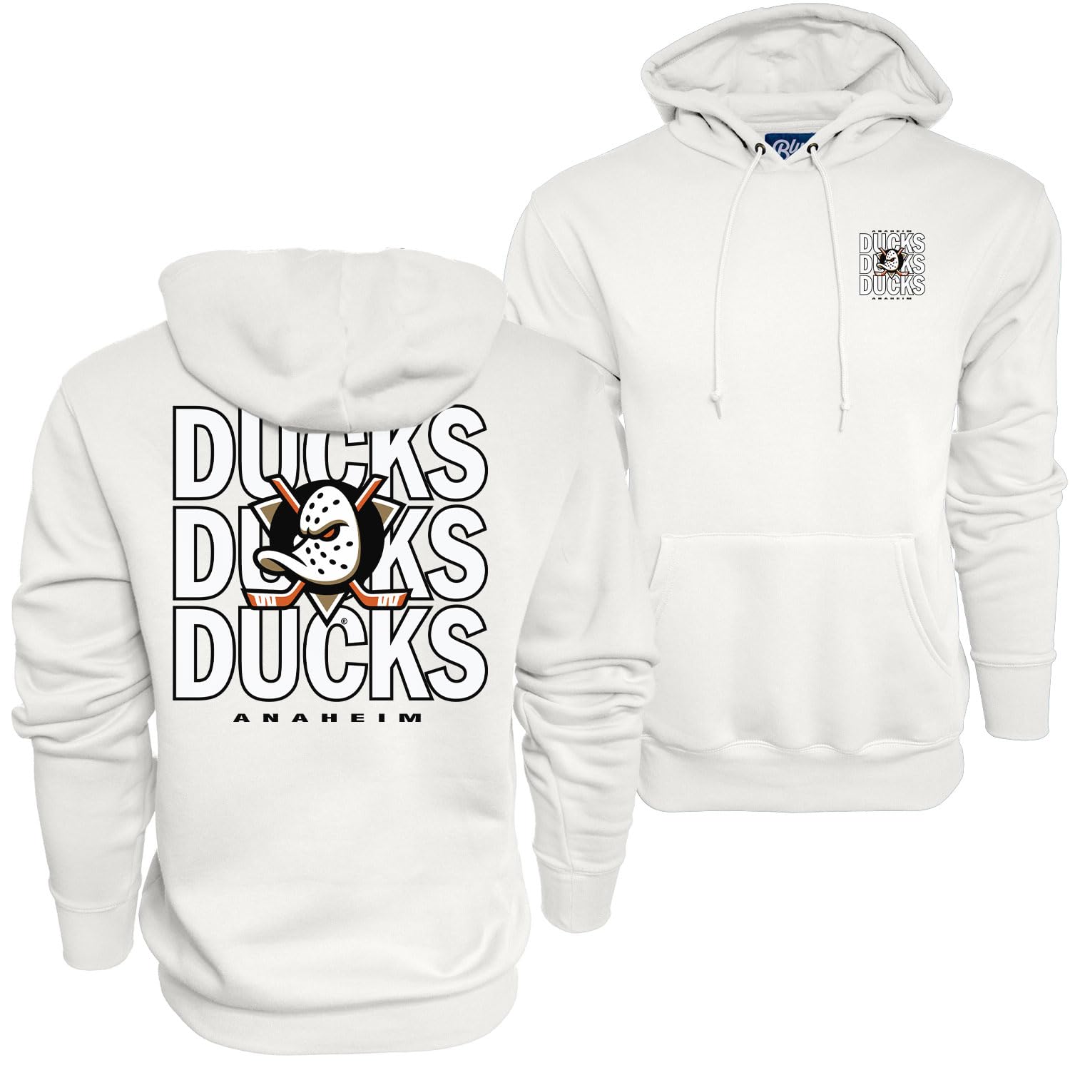 Blue 84 NHL Officially Licensed Hooded Sweatshirt Front/Back Curl White