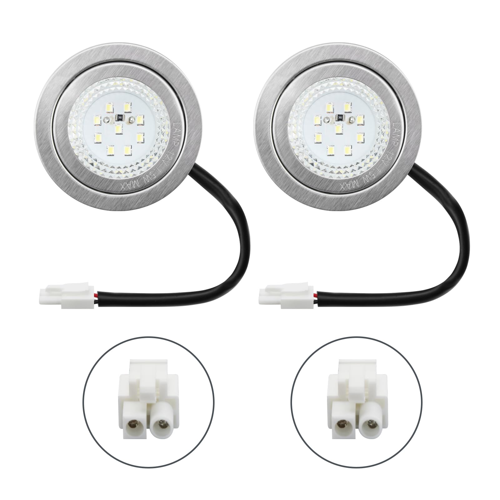 12V DC 1.5W Range Hood Lights with EL Socket, 2Pack Hole Closet Stove LED Light Recessed, Bright White Kitchen Range Hood Light Bulbs Replacement, 6500K (EL Socket-Male-Transparent)