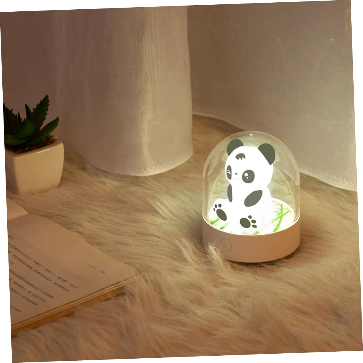 2 Piezas Lámpara Nocturna Infantil USB con Aroma Diseño Panda Luz LED Recargable para Dormitorio y Habitación