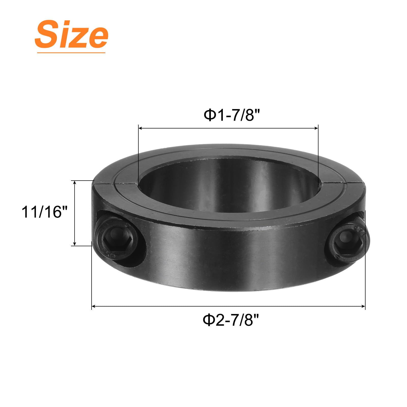 QUARKZMAN 4 Stück Doppelt geteilte Klemmringwelle 1-7/8" Bohrung Zweiteiliger Klemmring, 2-7/8" Außendurchmesser, 11/16" Dicke, #45 Stahl Achsklemmring, Schraubstil
