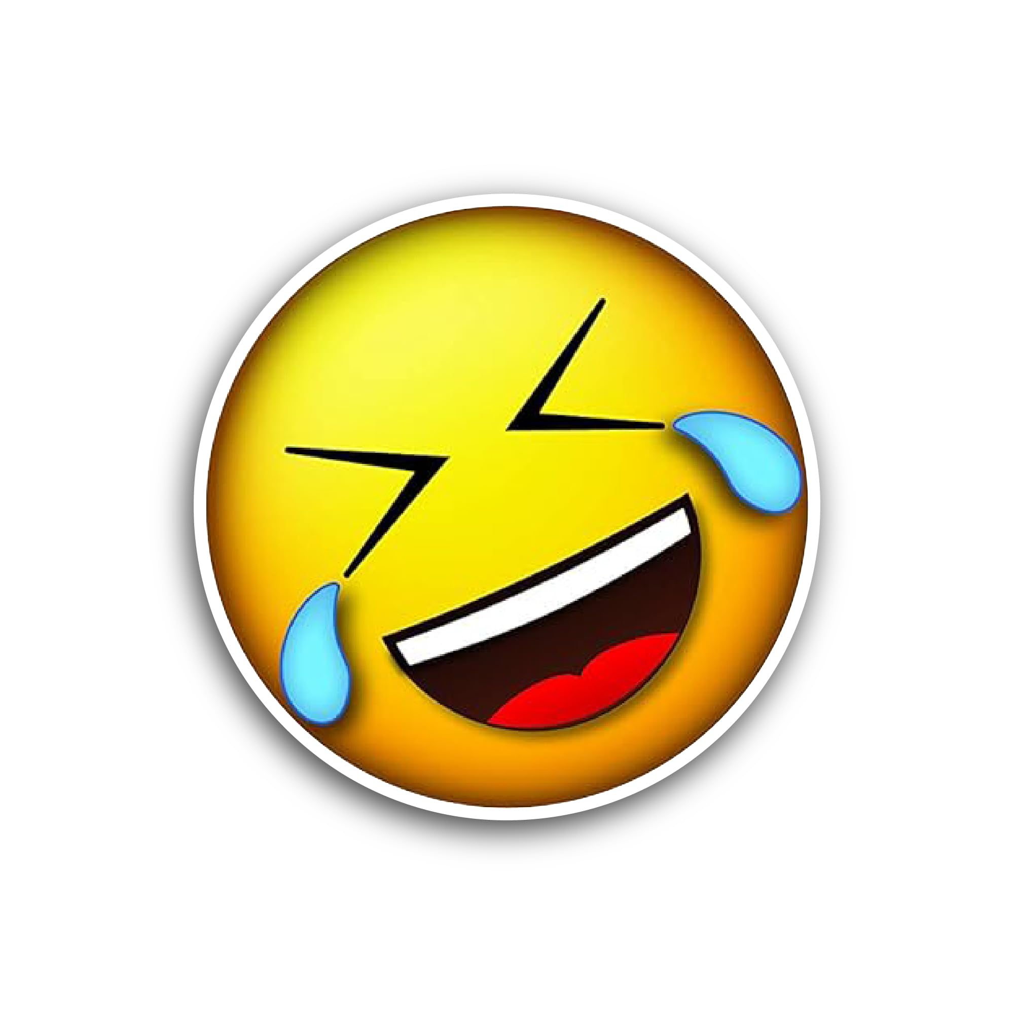 2 (Pieces) 3" and 5" Laughing Face Sticker, Waterproof Vinyl Decals for Many Purpose Like Cars, Trucks, Laptops, Phones, Windows and More