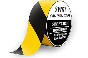2 Inch x 110FT BLACK & YELLOW HAZARD TAPE | Safety Warning...