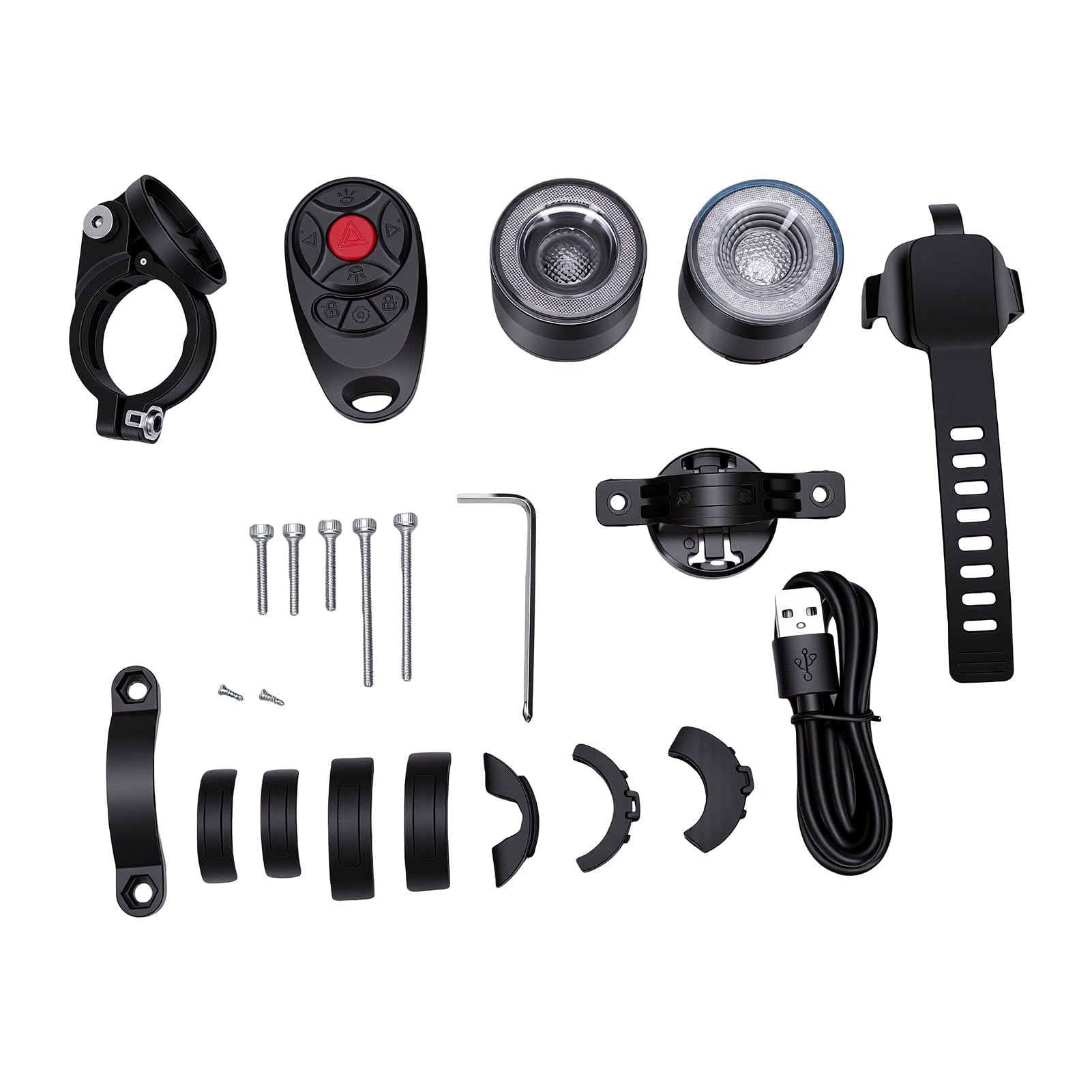 POENVFPO Set Luci per Bici, Ricaricabili Tramite USB 160LM IP66 Impermeabili con Indicatori di Direzione con Rilevamento dei Freni per la Guida Notturna