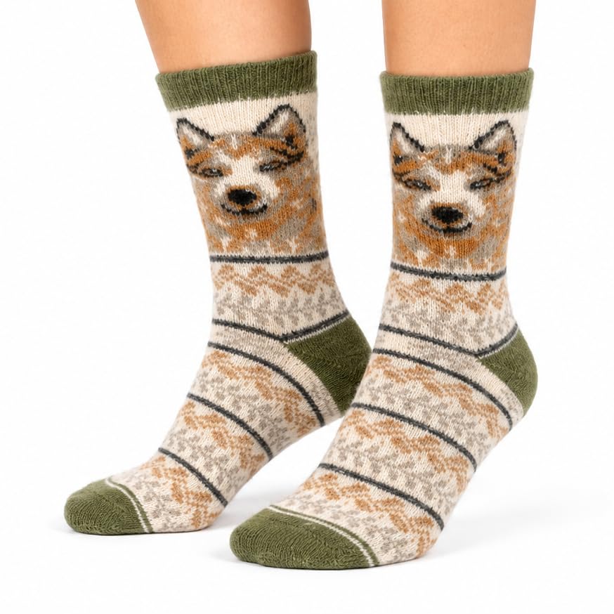 Image of Angora Wool Socks - Machine Washable Dry-Foot Fuzzy Warm Breathable Soft Unisex Indoor /Outdoor Socks for Women and Men