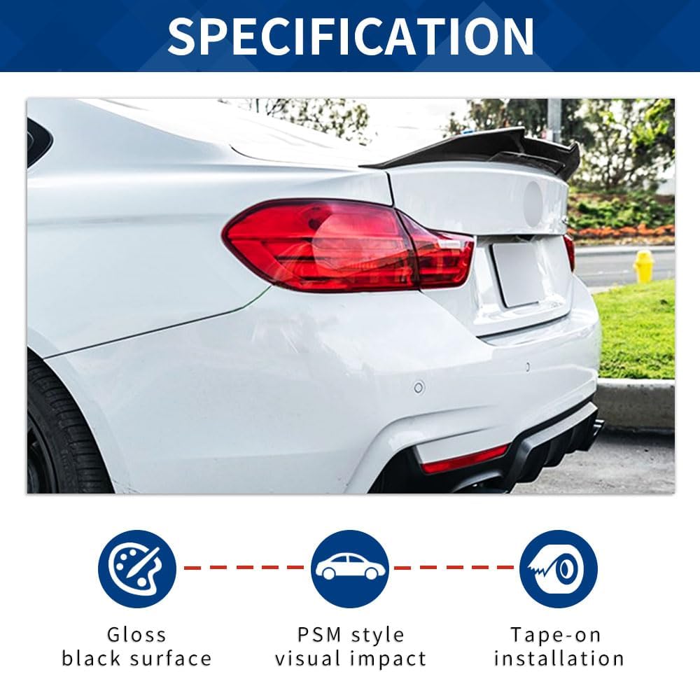 XPHAZZ Real Carbon Fiber Trunk Spoiler For BMW 8-Series Gran Coupe (2018-2023 G16) – PSM Style, High Kick Design - View #4