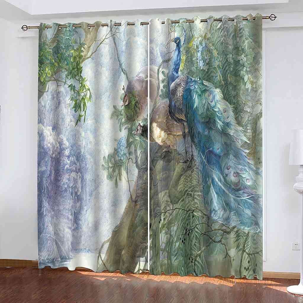Rideaux isolants thermiques et phoniques oeillets paon bleu pour chambre d'enfant