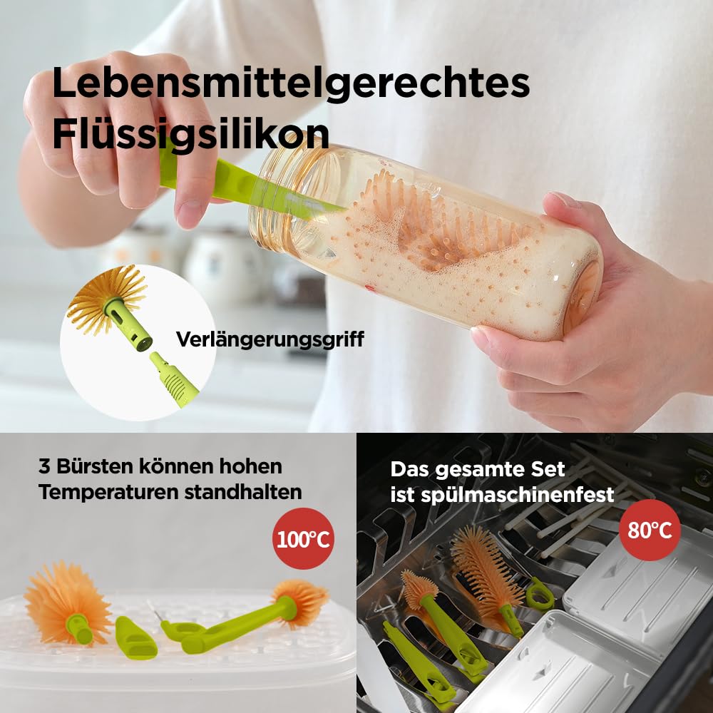 YOTIME Reise Flaschenbürste Baby Set mit Baby Flaschenhalter, für Must Have Reisen, Seine Freunde und Verwandten Besuchen, Weiß