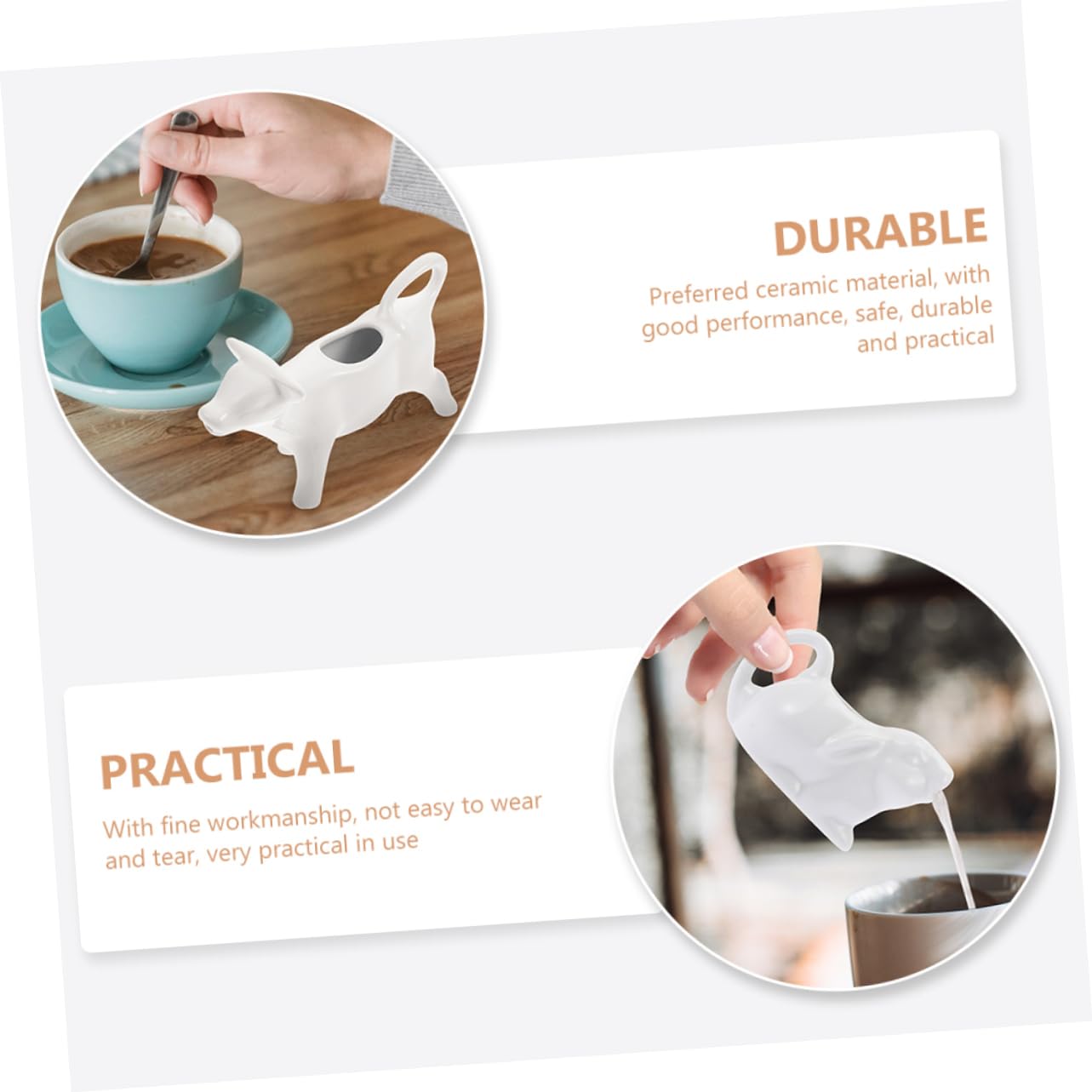 Baluue 2 Pezzi Ceramica Piccola Forma Di Animale Con Manico Per Latte