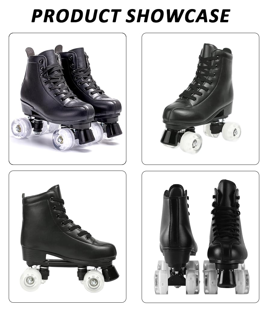 ERNAN Patins à roulettes 4 Roues,Haut Classique Patins,Rollers parallèles avec Roues Lumineuses, Roues pour Adultes, Enfants, débutants (Taille 35-43)