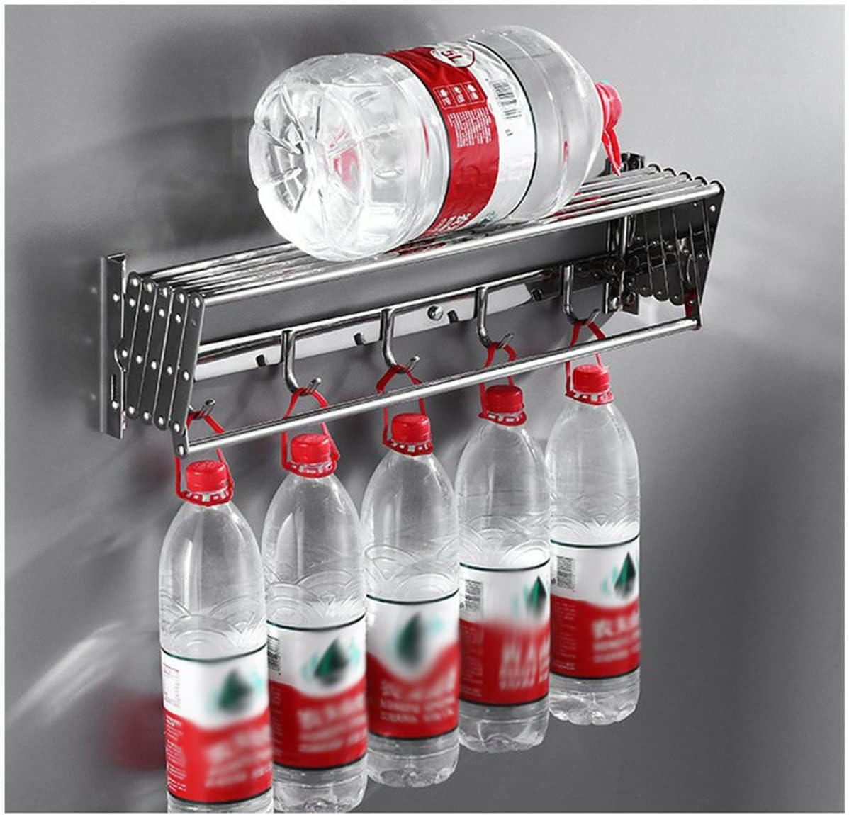 Wall Mounted Foldable Clothes Airer & Towel Rack - Retractable Drying Rack with Solid Hooks for Indoor Use - Extendable 70cm Bathroom nizer (Silver)