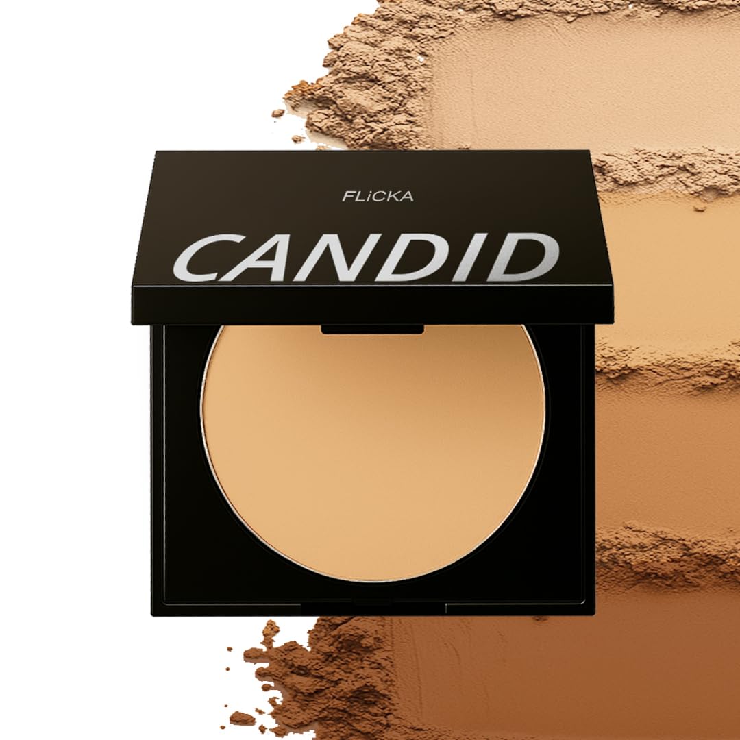 FLiCKA Candid Compact Powder For Velvet Matte Finish, Long-Lasting, Smooth Finish| Absorbs Oil, Waterproof Formula, Prevents Creasing| 02 Beige, 9g