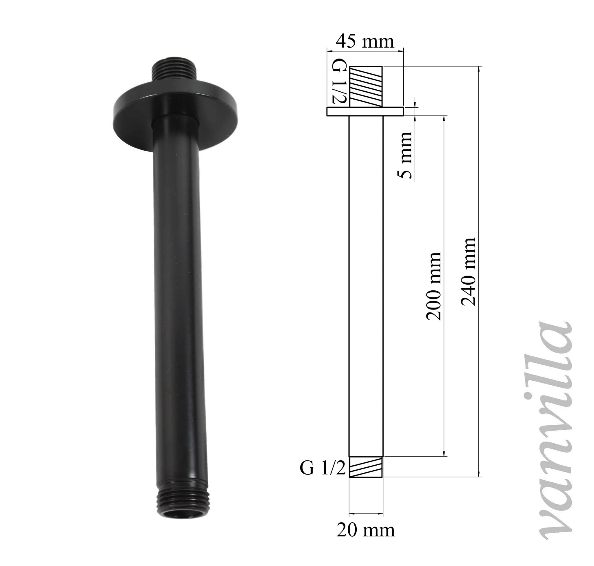 vanvilla Duschsystem mit Unterputz Duscharmatur von Grohe Cubeo Einhandmischer und vanvilla Regendusche mit Armatur, Duschkopf, Dusch-SET GS02 schwarz matt
