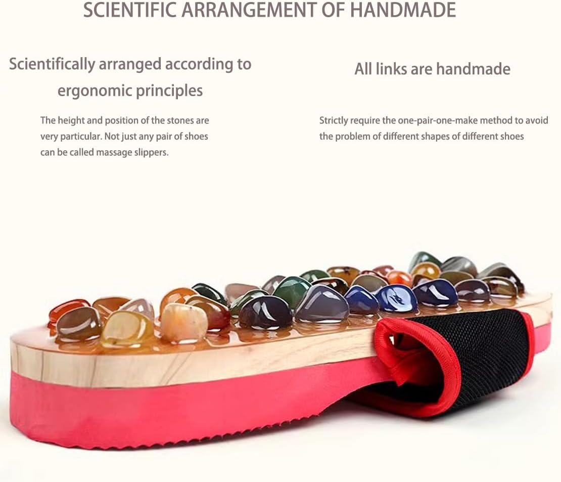 Reflexology Foot Massager Slipper Acupuncture Massage Sandals with Natural Stones Acupoint Massage Shiatsu for Foot Pain Relief Suit for Men and Women (XL) - Image 4