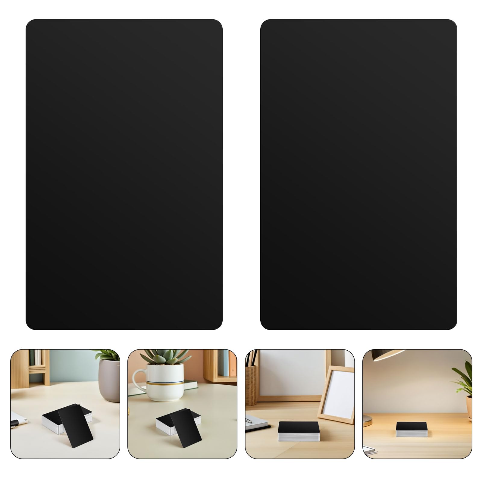 Cabilock Tarjetas de Visita de Metal Grabables Negras 200 Piezas, Lámina de Aluminio 86x54x0,45 Mm para Grabado Láser, Tarjetas de Presentación Metálicas para Oficina y Grabado