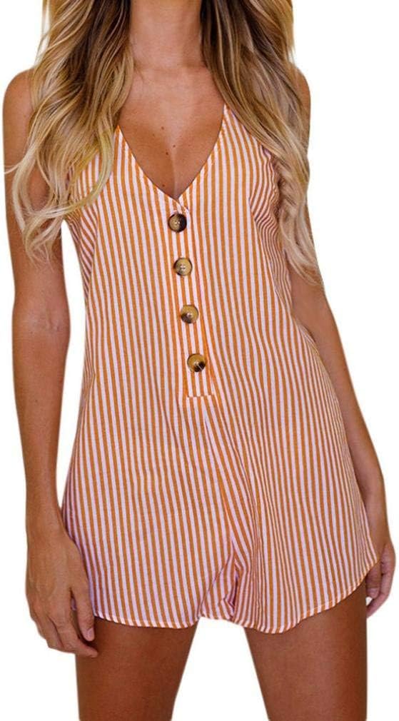 BOLAWOO77 Dames Jumpsuit Zomer Korte Mode Vintage Jumpsuit Mouwloos V
