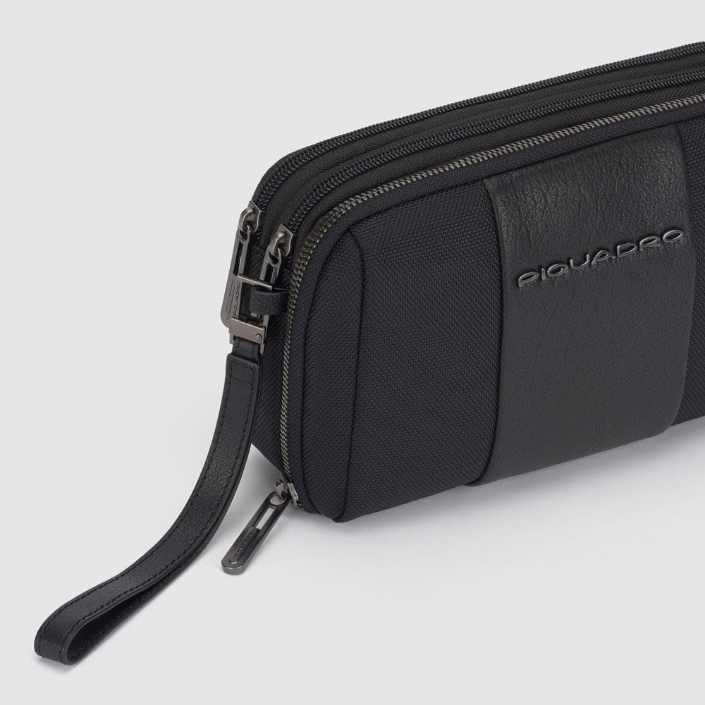 Pochette uomo a due scomparti in tessuto riciclato