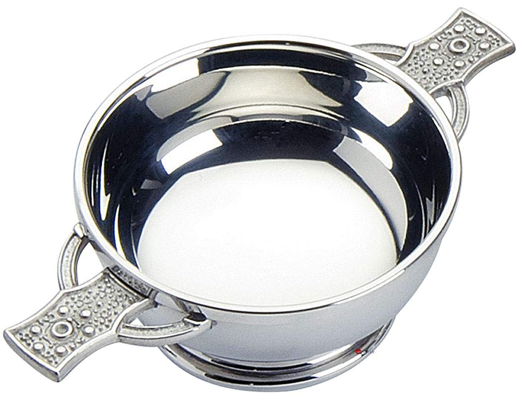 Quaich écossais poli croix Iona 3" : bol d'amitié traditionnel en étain