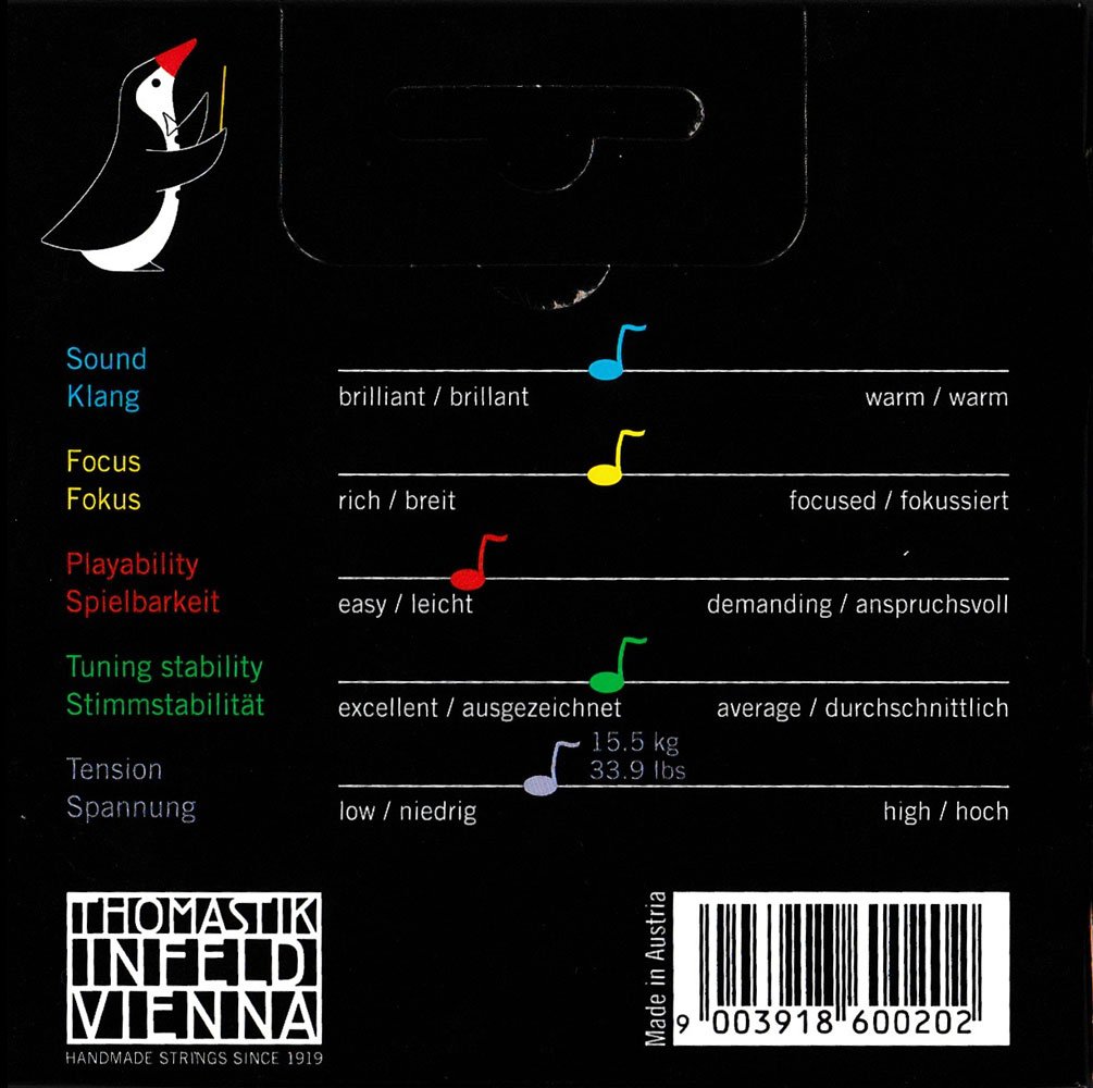 Thomastik-Infeld Dominant set di corde per violino 1/16 (135 1/16-130 1/16, 131 1/16, 132 1/16, 133 1/16) – anima sintetica, tensione media