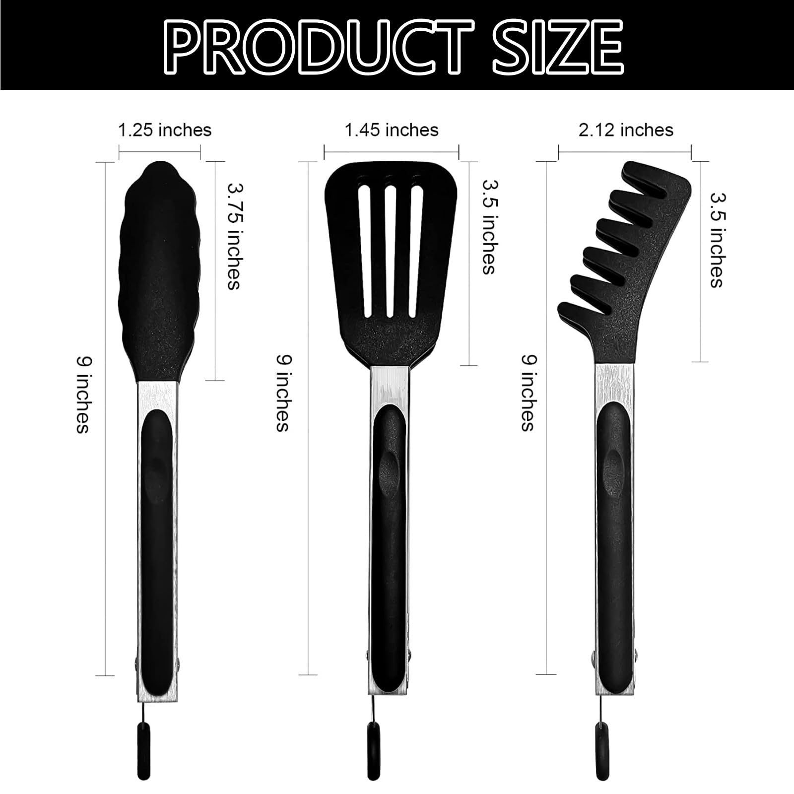 3 Pinze Da Cucina In Silicone E Acciaio – Classica, Spatola E Per Spaghetti, Resistenti Al Calore Fino A 315°C
