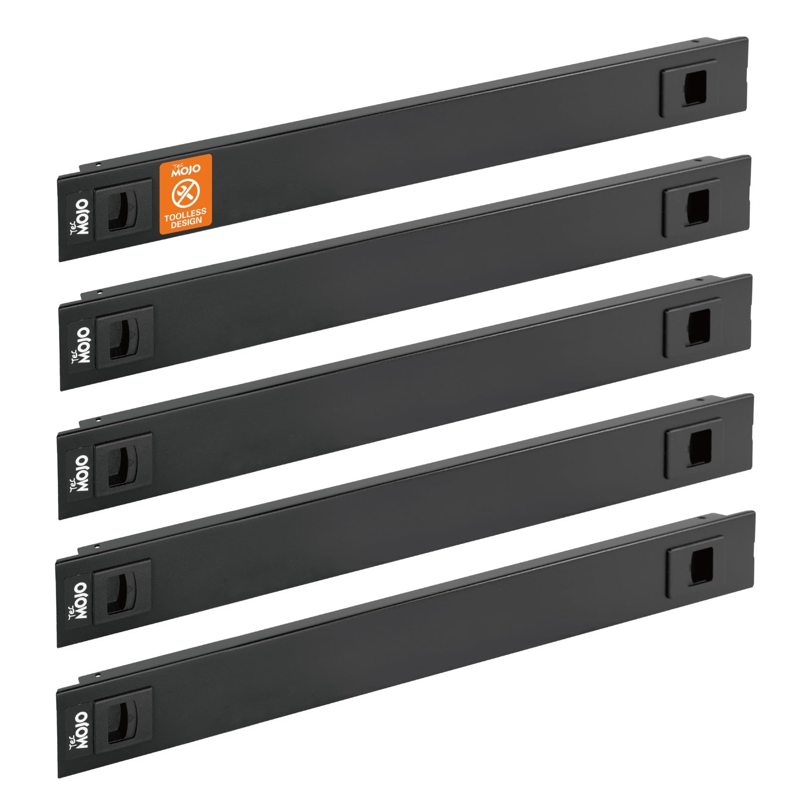 Tecmojo 5 Pack 1U Blank Panel, Cold Rolled Steel Rack Blank Panel, Rack Mount Plate for 19 in Server Rack Enclosure or Network Cabinet, Toolless Mounting, Black