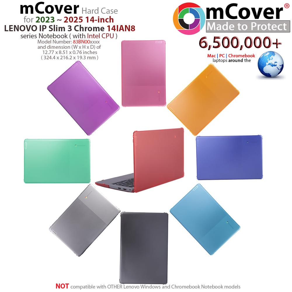 mCover Funda solo compatible con portátiles Lenovo IP Slim 3 Chrome 14IAN8 Chromebook 2023-2025 de 14 pulgadas (no compatible con otros modelos Lenovo) (transparente)