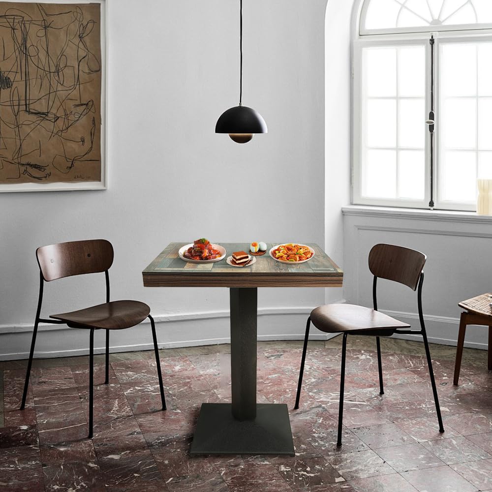 Mesa alta de metal para 4 personas, mesa alta para cena, restaurante, casa, interior, comedor, 60 x 60 x 75 cm (parquet)