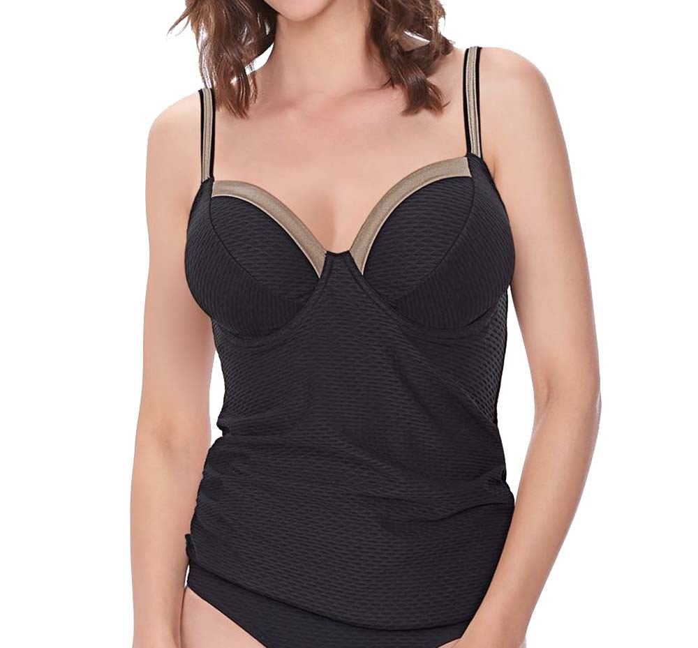 Fantasie Monaco 6193 Underwired Non Padded Plunge Tankini Top Swimwear Beachwear Stardust Black 32D