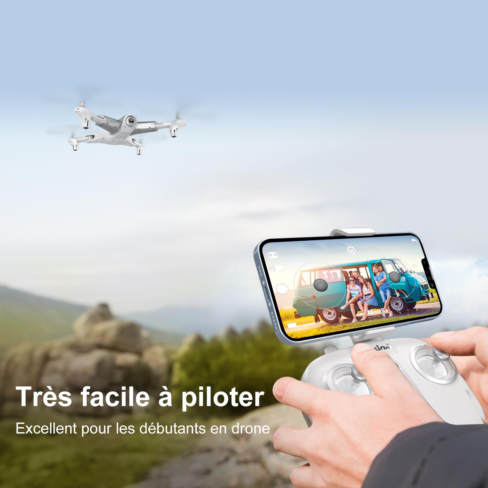 Loolinn | Drone Quadricoptère avec Camera HD pour Enfant (Cadeau 12+ ans) - Localisation par flux optique, Vol Très Stable, Temps de vol de 60 Minutes, Vrilles à 360°, Certification C0 Approuvée
