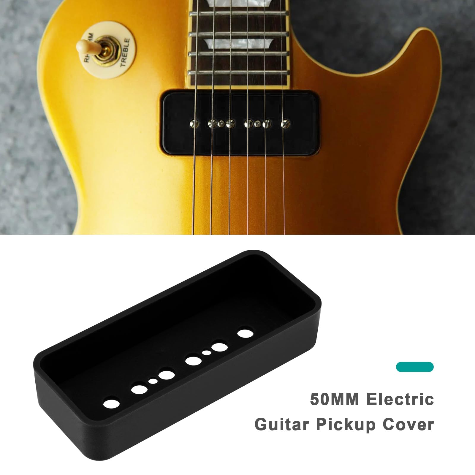 Be In Your Mind 2PCS Plastic Guitar Pickup Covers Compatible with P90 Soapbar-style 50mm Pole Spacing Pickup Cover Compatible with LP/SG Electric Guitar, Black
