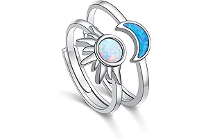 Silver Sun Moon Couple Rings